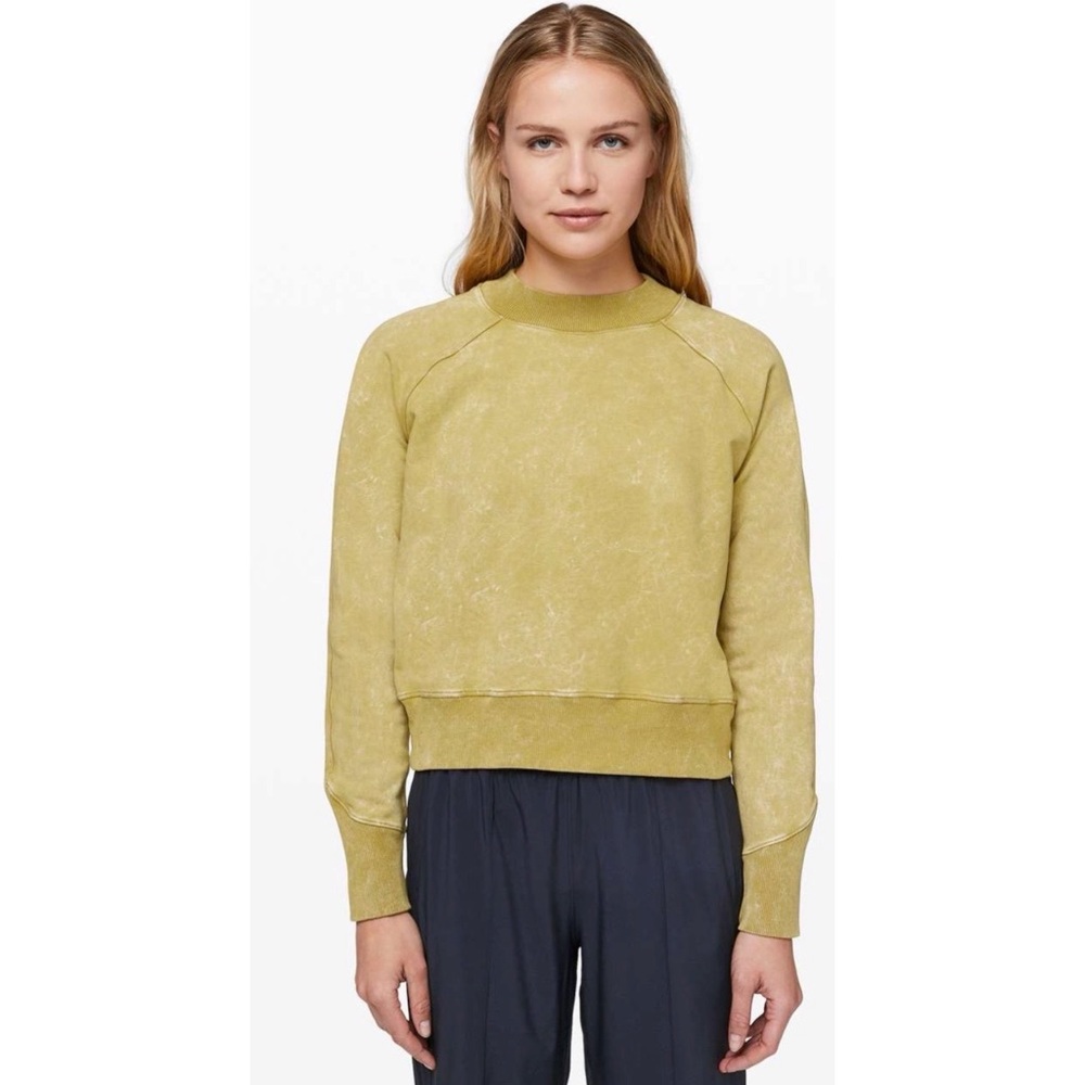 LULULEMON Washed Vintage Gold Ready to Roll Crewneck Sweater 6 New